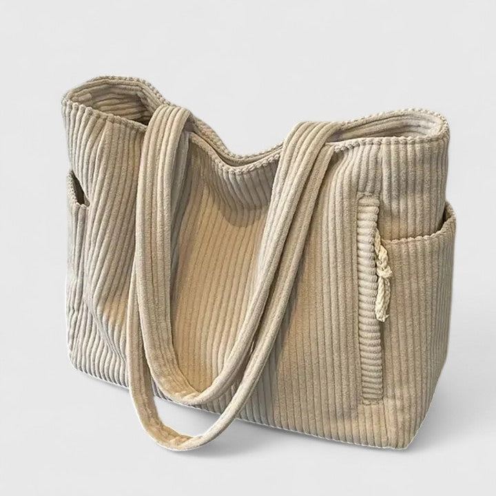 Léa | Sac fourre-tout en ribbed luxueux avec détails en cordon
