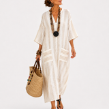 Caftan Aisha Blanc Rayé