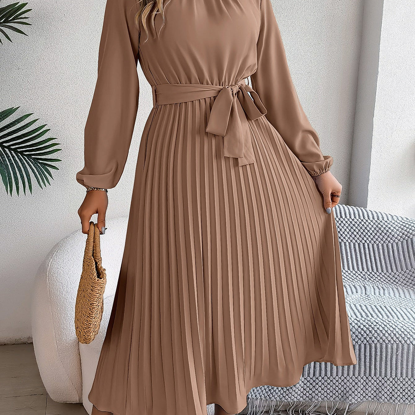Martine | Robe Maxi Plissée Ceinturée