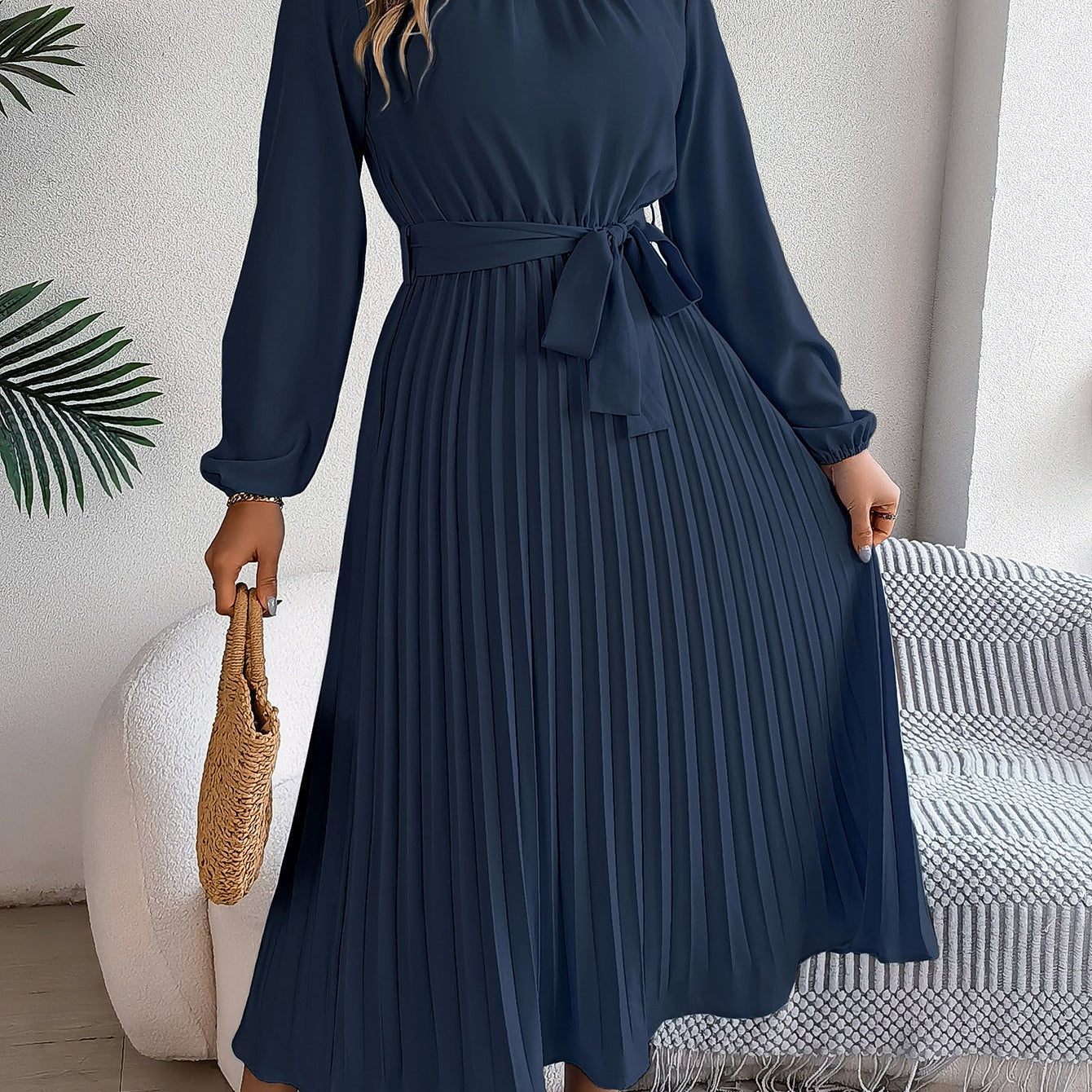 Martine | Robe Maxi Plissée Ceinturée