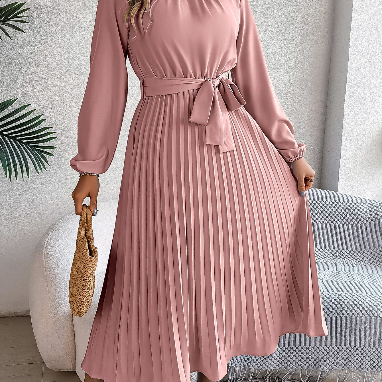 Martine | Robe Maxi Plissée Ceinturée